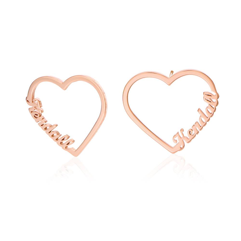 Contour Heart Name Earrings in 18ct Rose Gold Plating-3 product photo