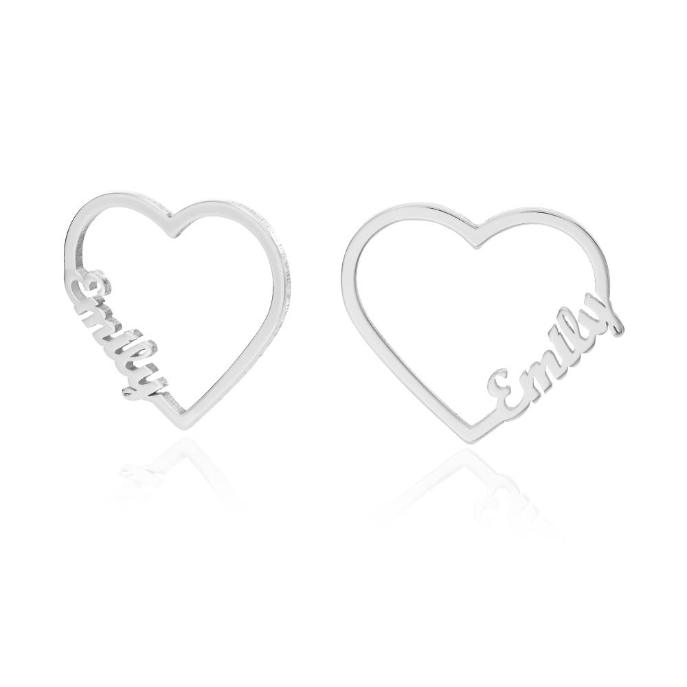 Contour Heart Name Earrings in Sterling Silver-1 product photo