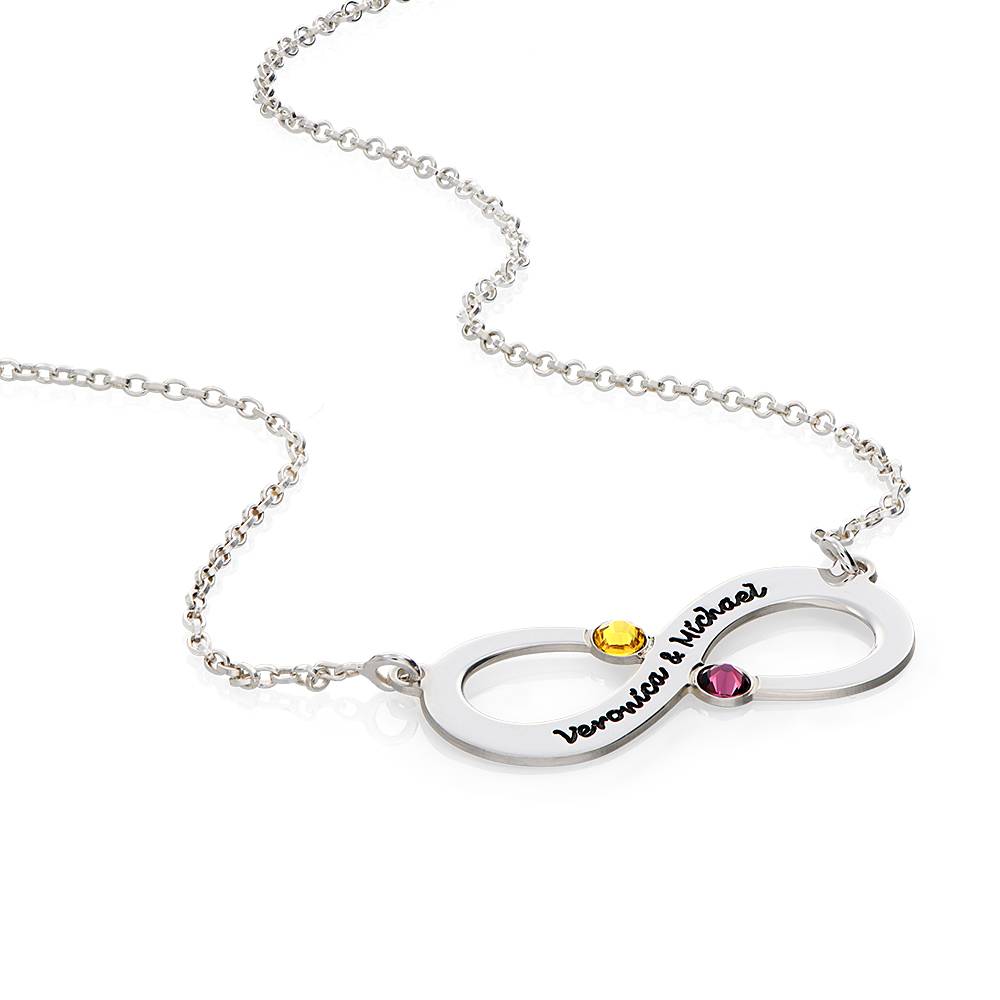 Couple's Infinity Necklace with Birthstones-4 product photo