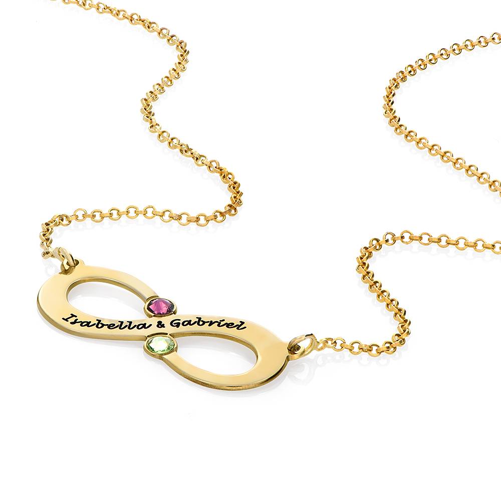 Couple's Infinity Necklace with Birthstones - Gold Plated-2 product photo