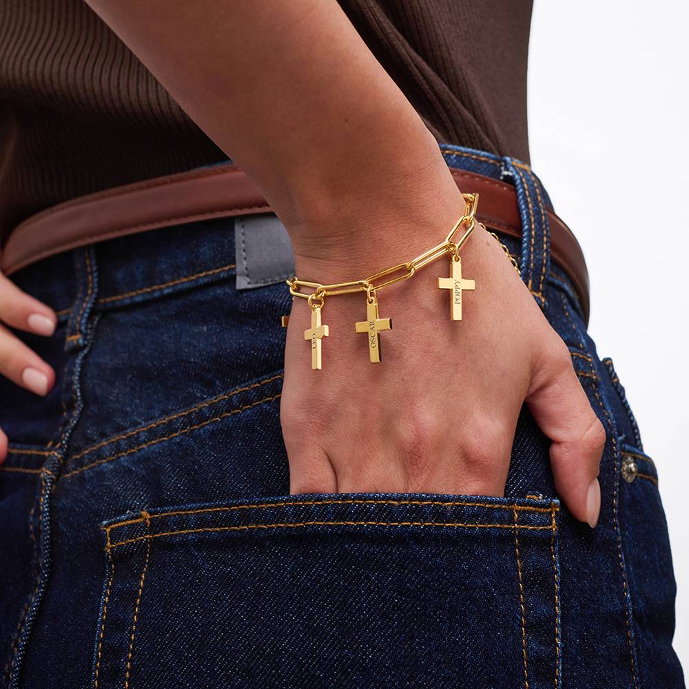 Bracelet maillons et pendentif croix en Plaqué Or 18 carats-5 photo du produit