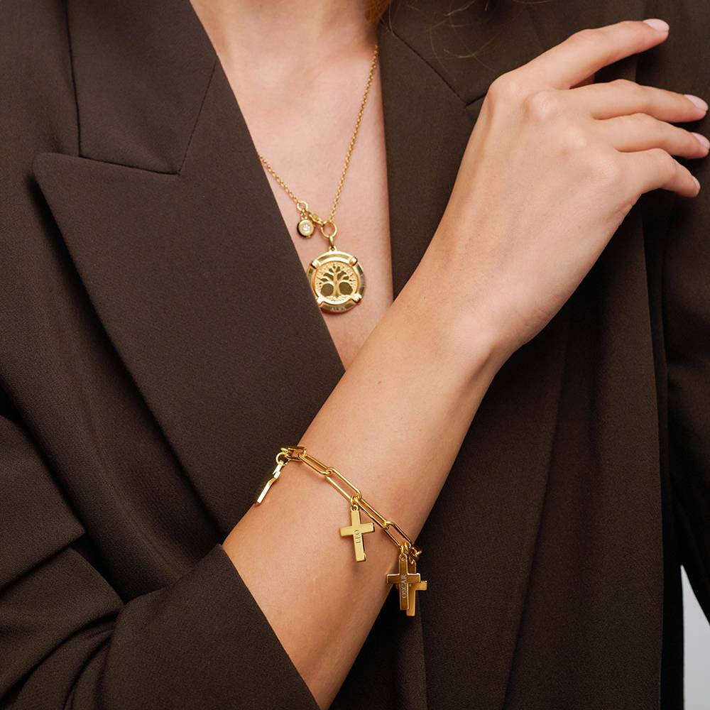 Bracelet maillons et pendentif croix en Vermeil 18 carats-4 photo du produit