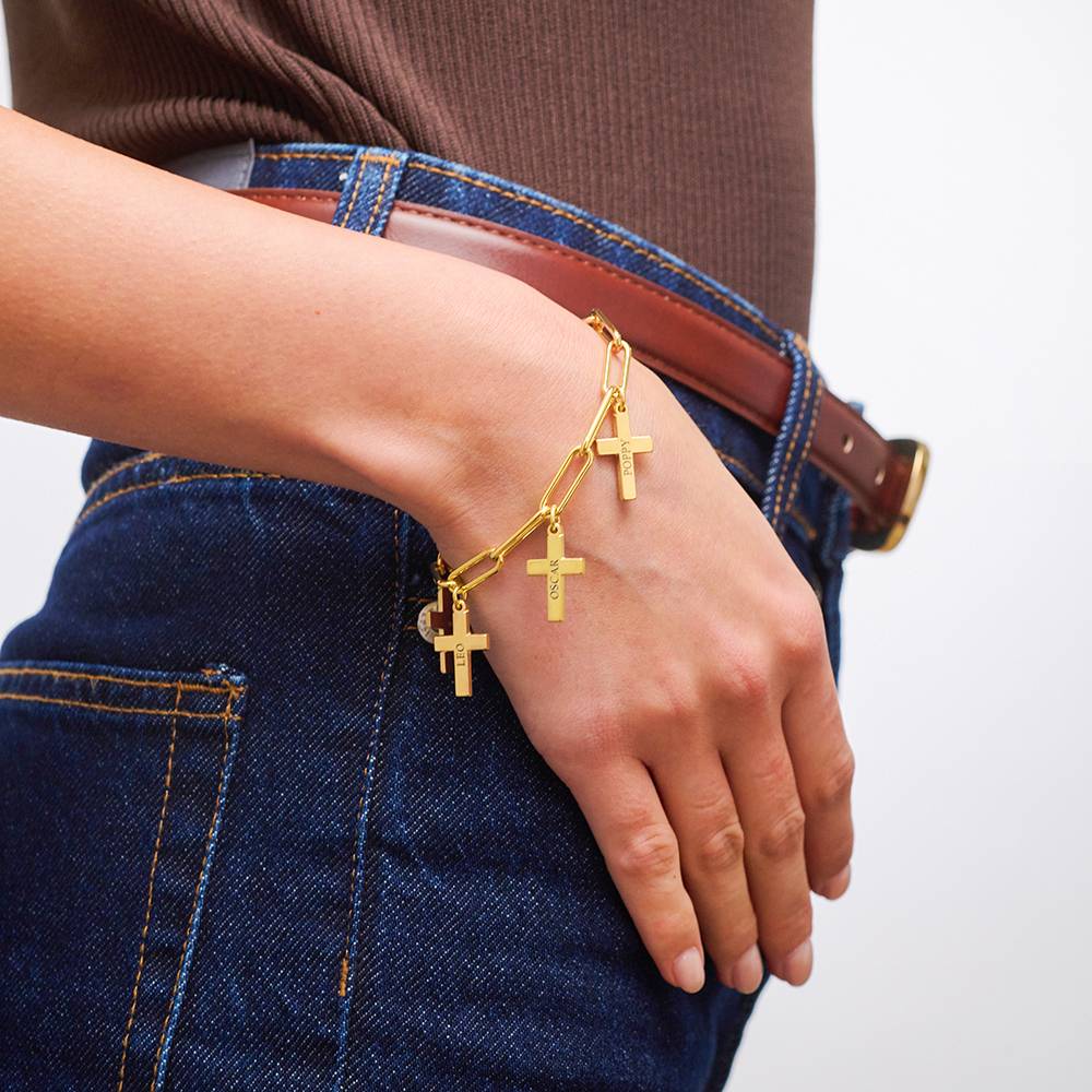 Bracelet maillons et pendentif croix en Vermeil 18 carats-5 photo du produit