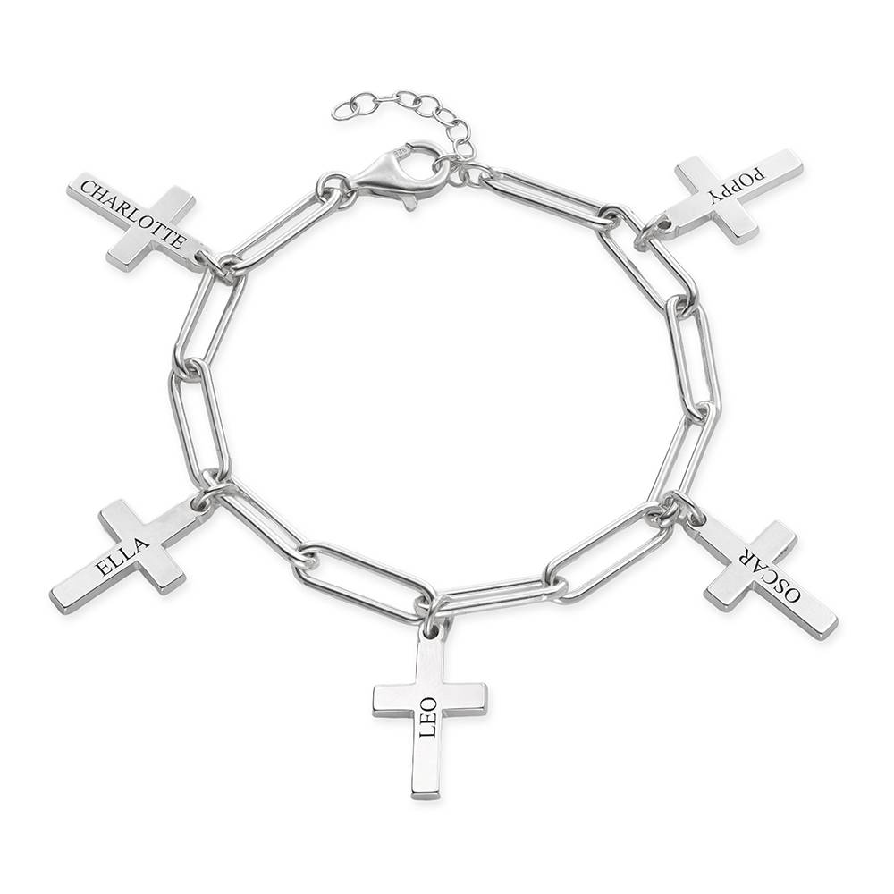 Schakelarmband met Gepersonaliseerde Kruisbedels in 925 Zilver