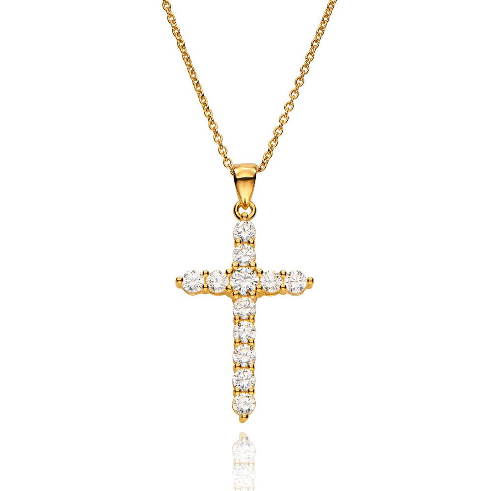 Zirkonia Kruis Ketting in Goud Vermeil