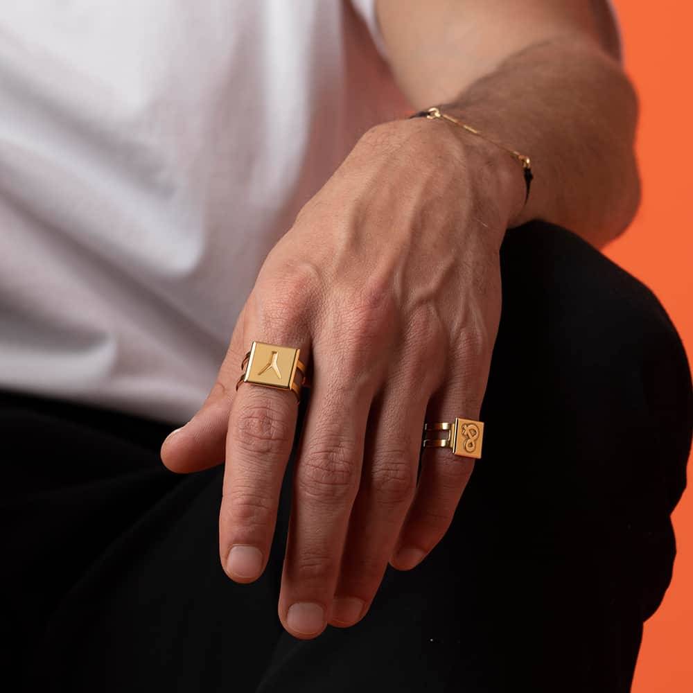 Cubic Initial Ring in 18ct Gold Vermeil-9 product photo