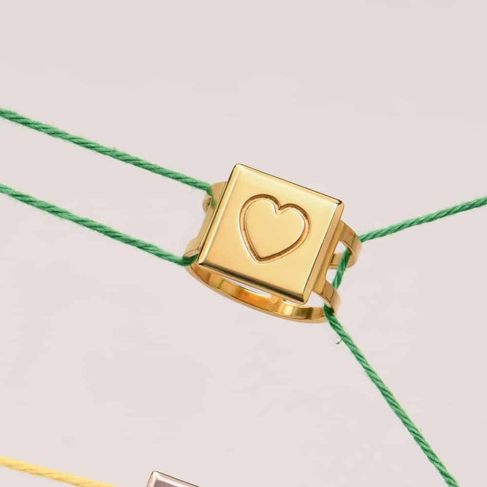 Cubic Initial Ring in 18ct Gold Vermeil-2 product photo