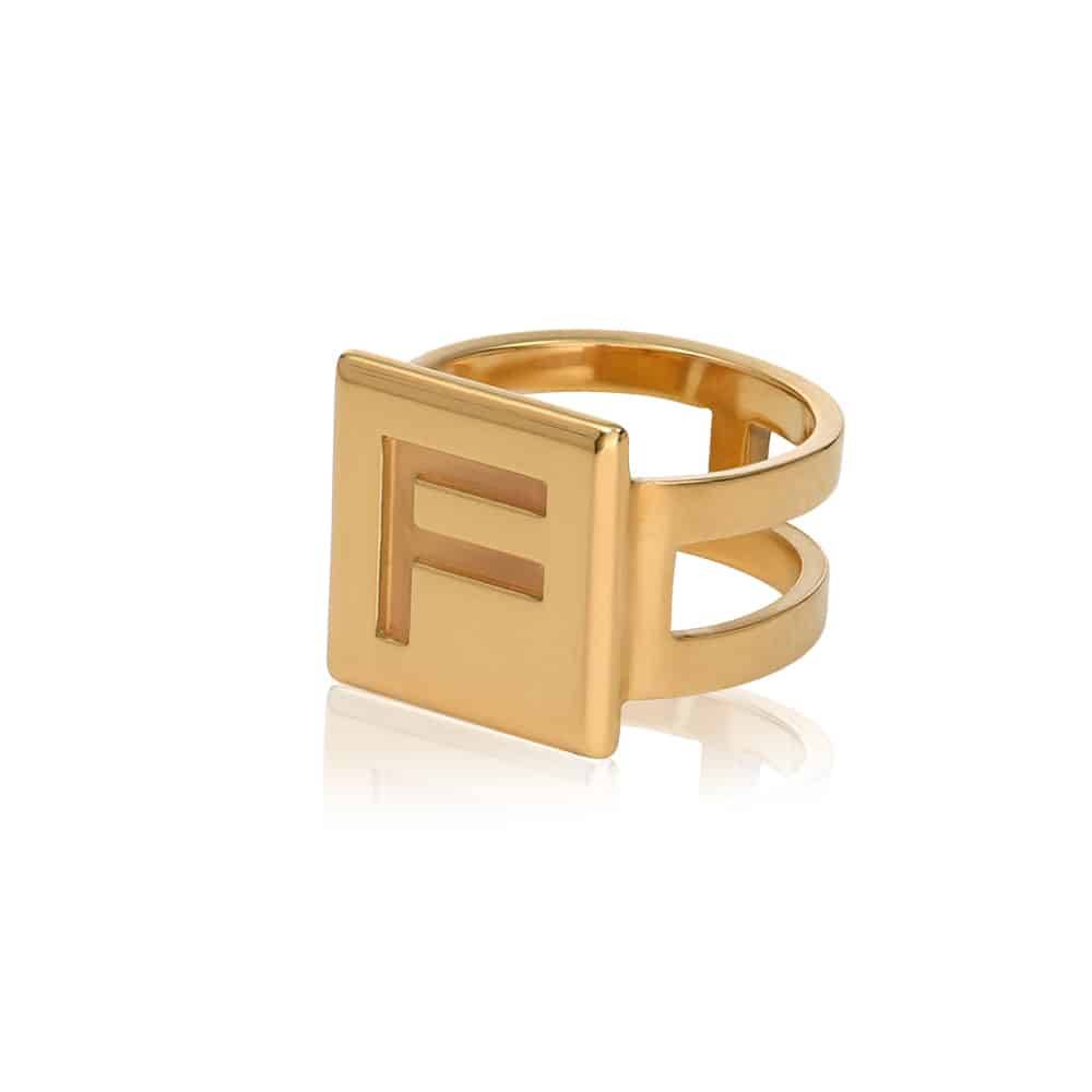 Cubic Initial Ring in 18ct Gold Vermeil-7 product photo