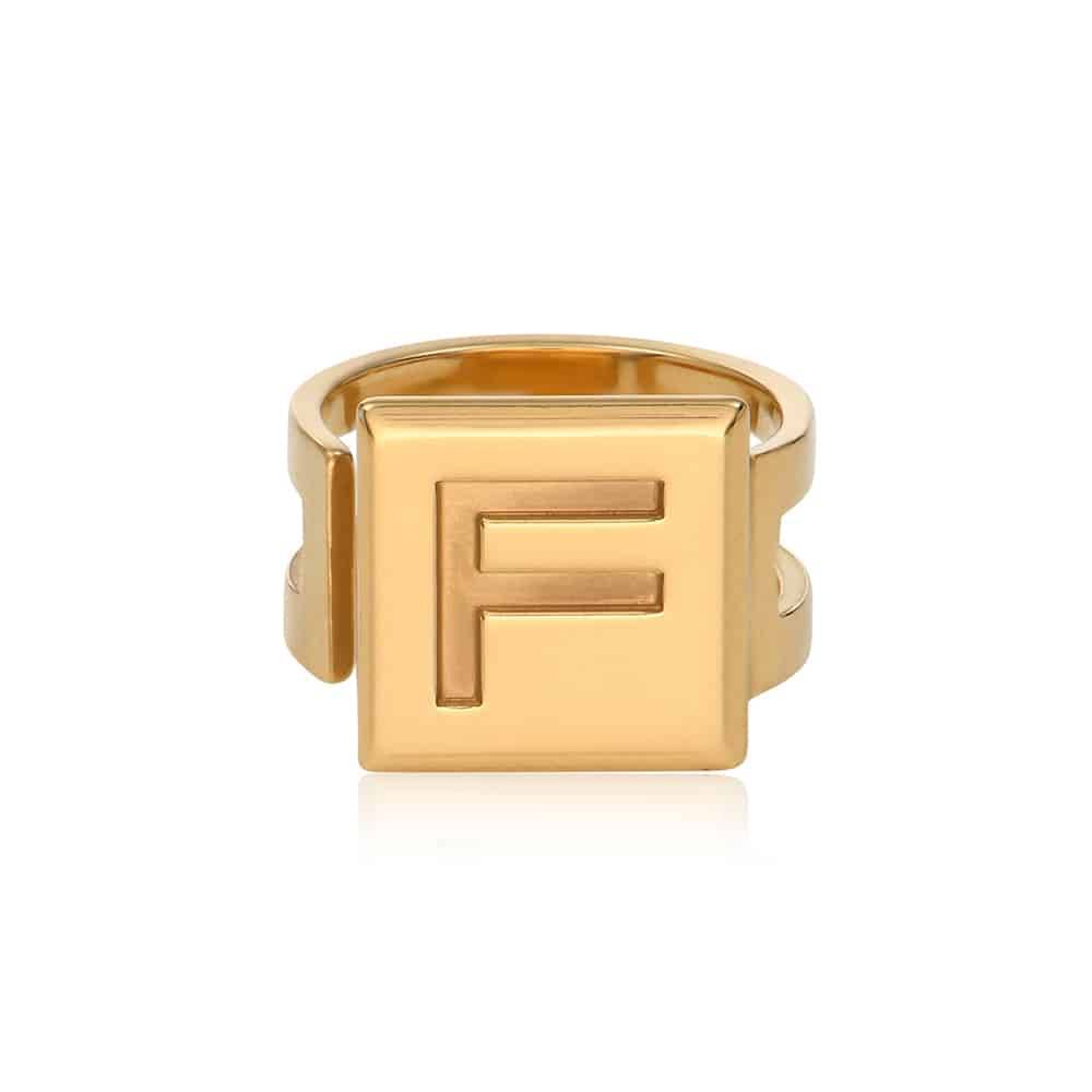 Cubic Initial Ring in 18ct Gold Vermeil-10 product photo