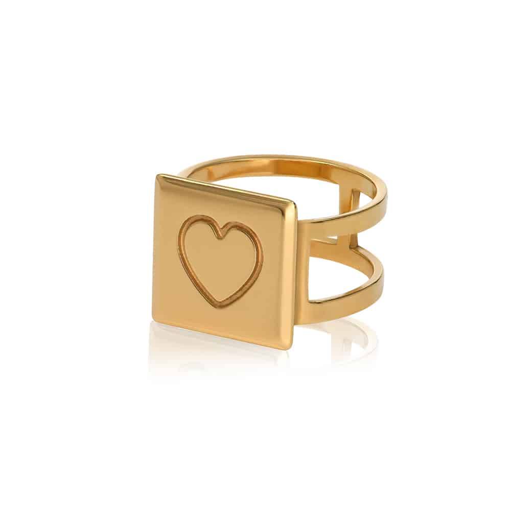 Domino ™ Unisex Cubic Initial Ring in 18 Gold Vermeil product photo