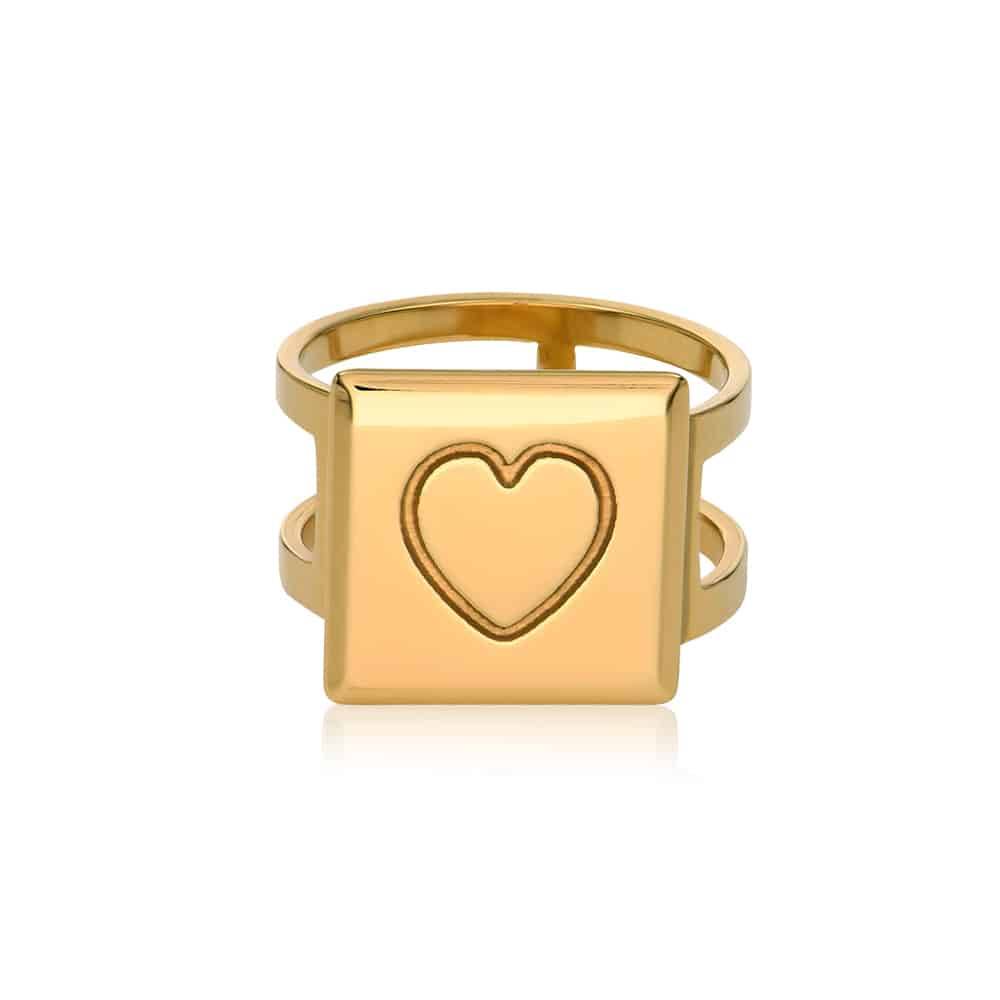 Domino ™ Unisex Cubic Initial Ring in 18k Gold Plating product photo