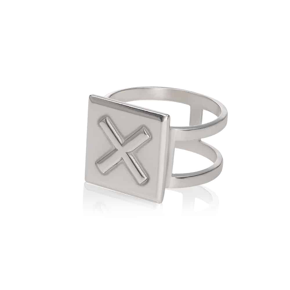 Cubic Initial Ring in Sterling Silver-6 product photo