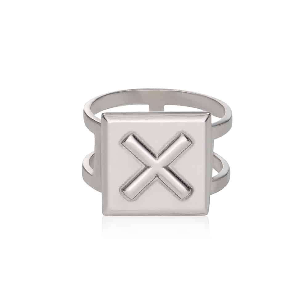 Domino ™ Unisex Cubic Initial Ring in Sterling Silver-4 product photo