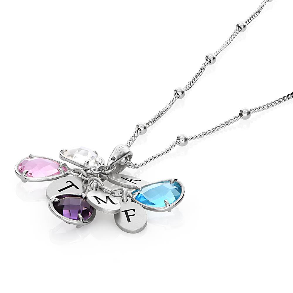 Custom Birthstone Drop Necklace for Mum in Silver-4 product photo