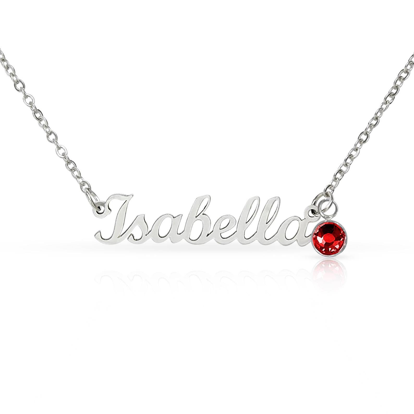 Name Necklace with Birthstone in Stainless Steel-1 product photo