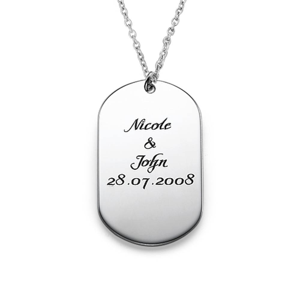 Silver Script Font Dog Tag Necklace-2 product photo