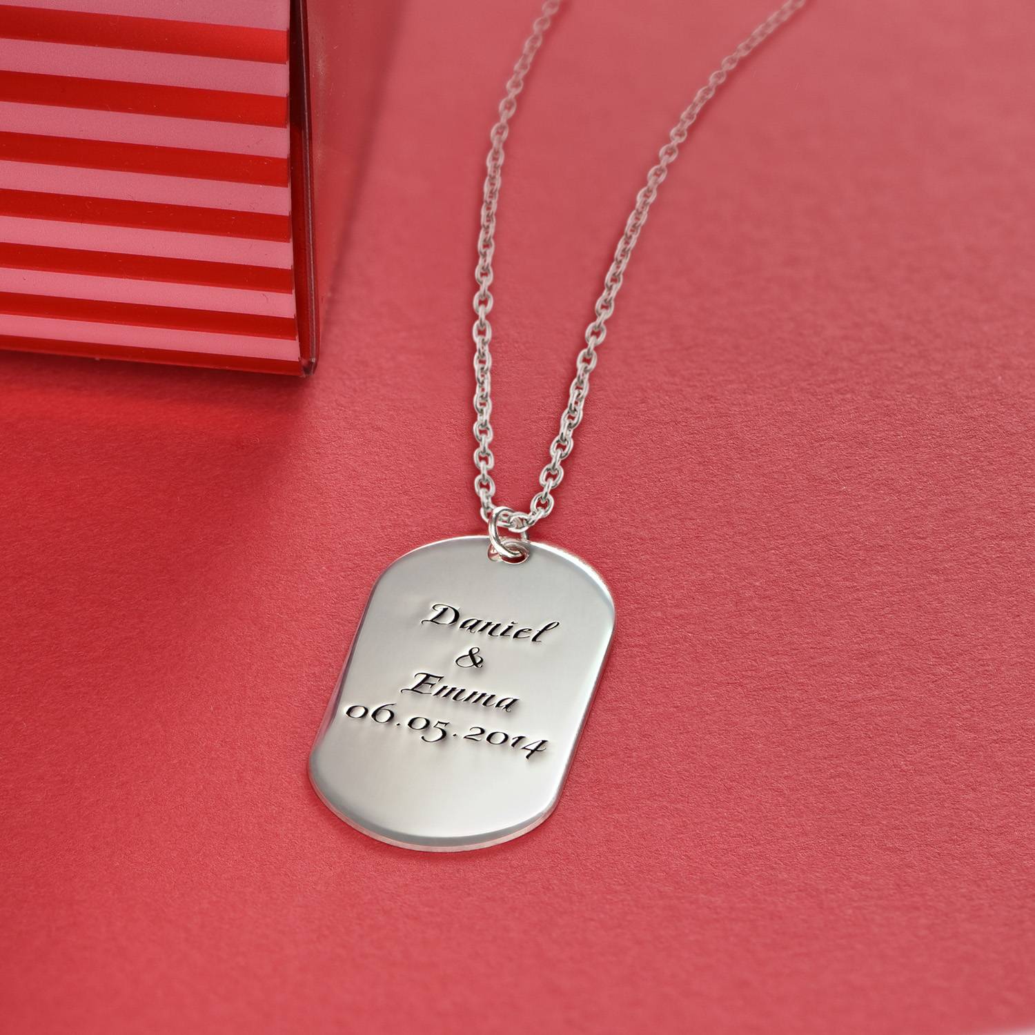 Custom Script Dog Tag Necklace in Sterling Silver-2 product photo
