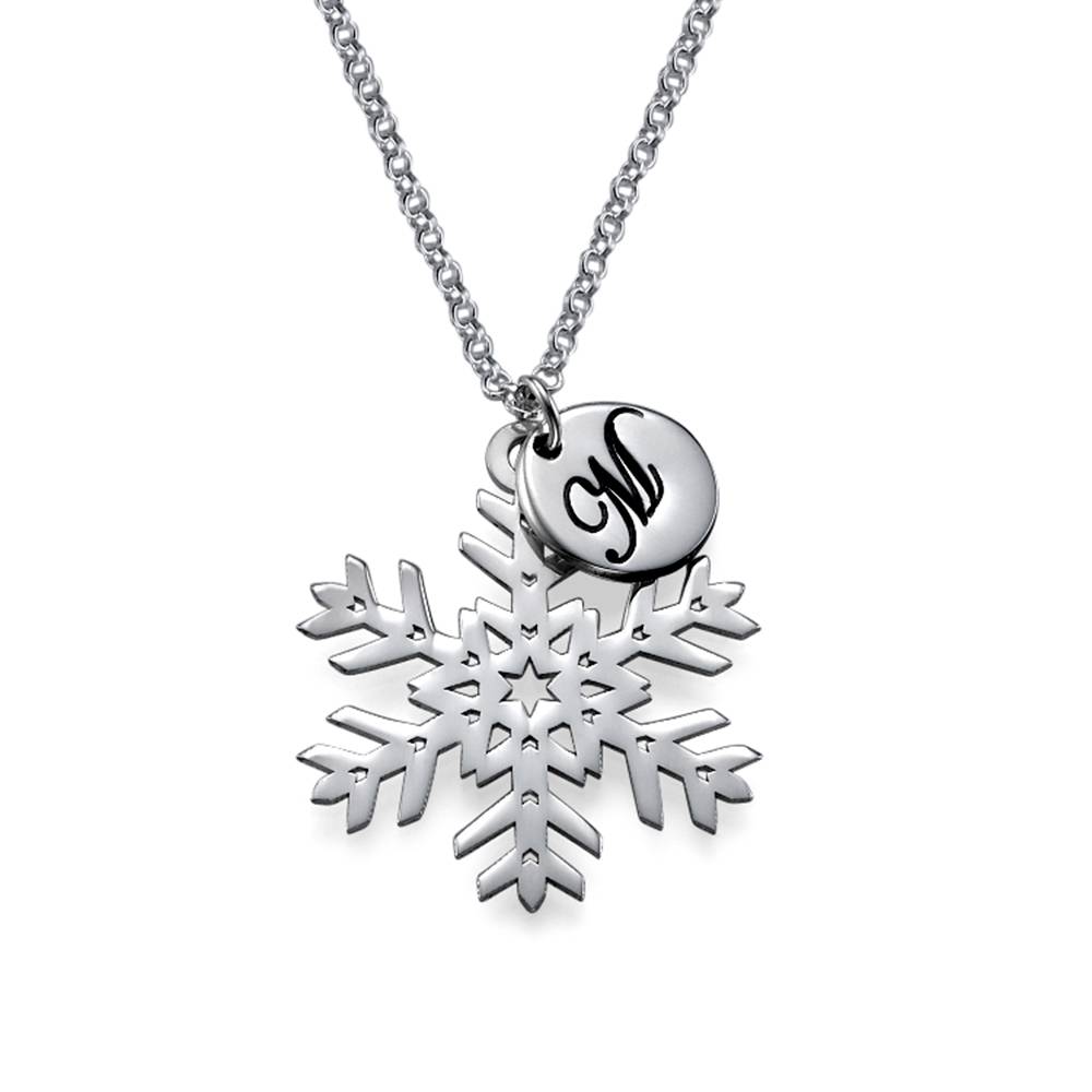 Snowflake Necklace with Initial Pendant in Silver product photo