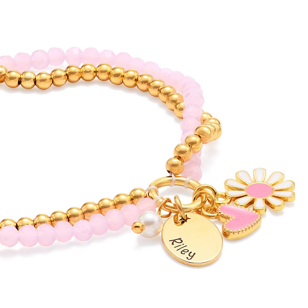 Daisygirl Beaded Name Bracelet in 18ct Gold Plated Brass product photo