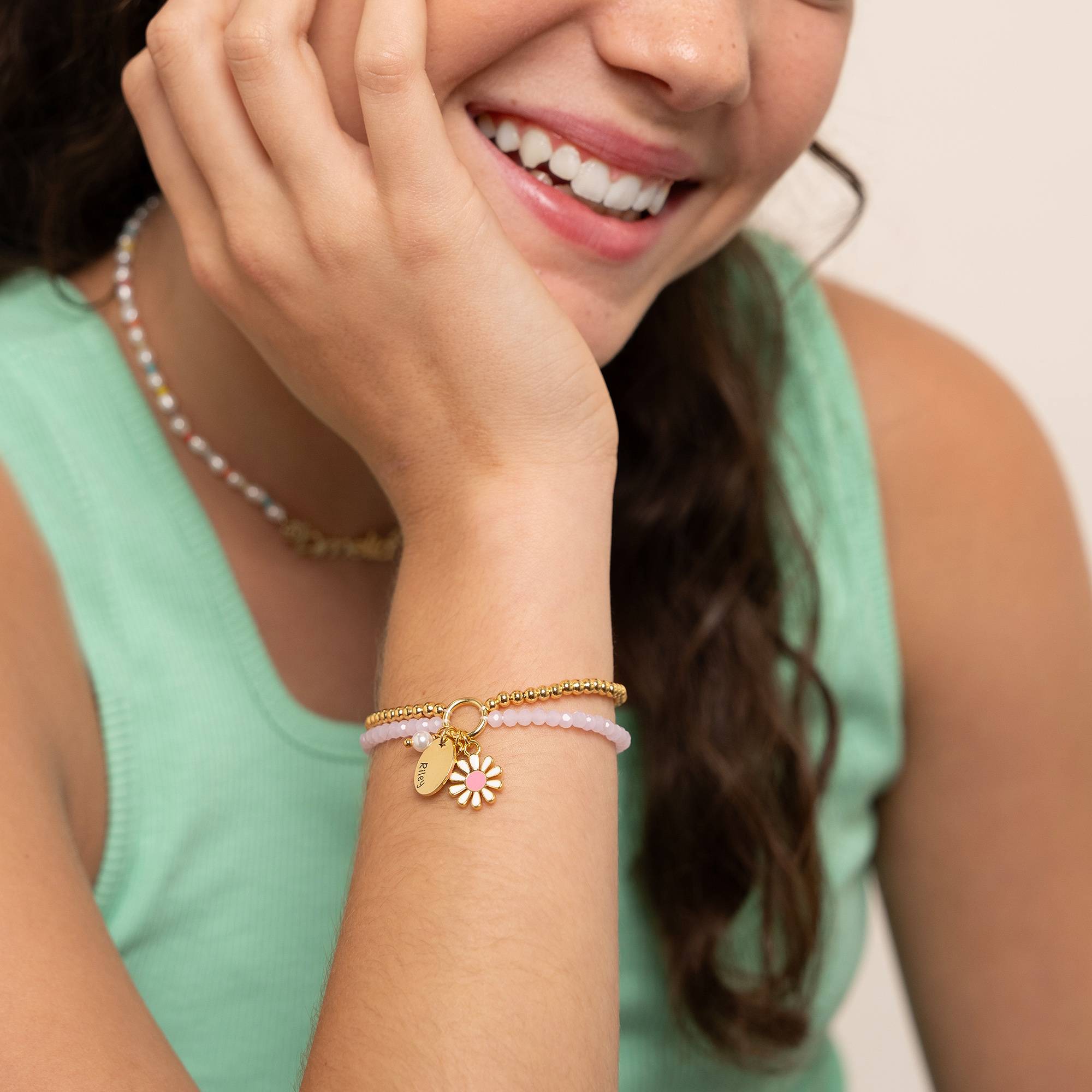 Daisygirl Beaded Name Bracelet in 18K Gold Plated Brass-4 product photo