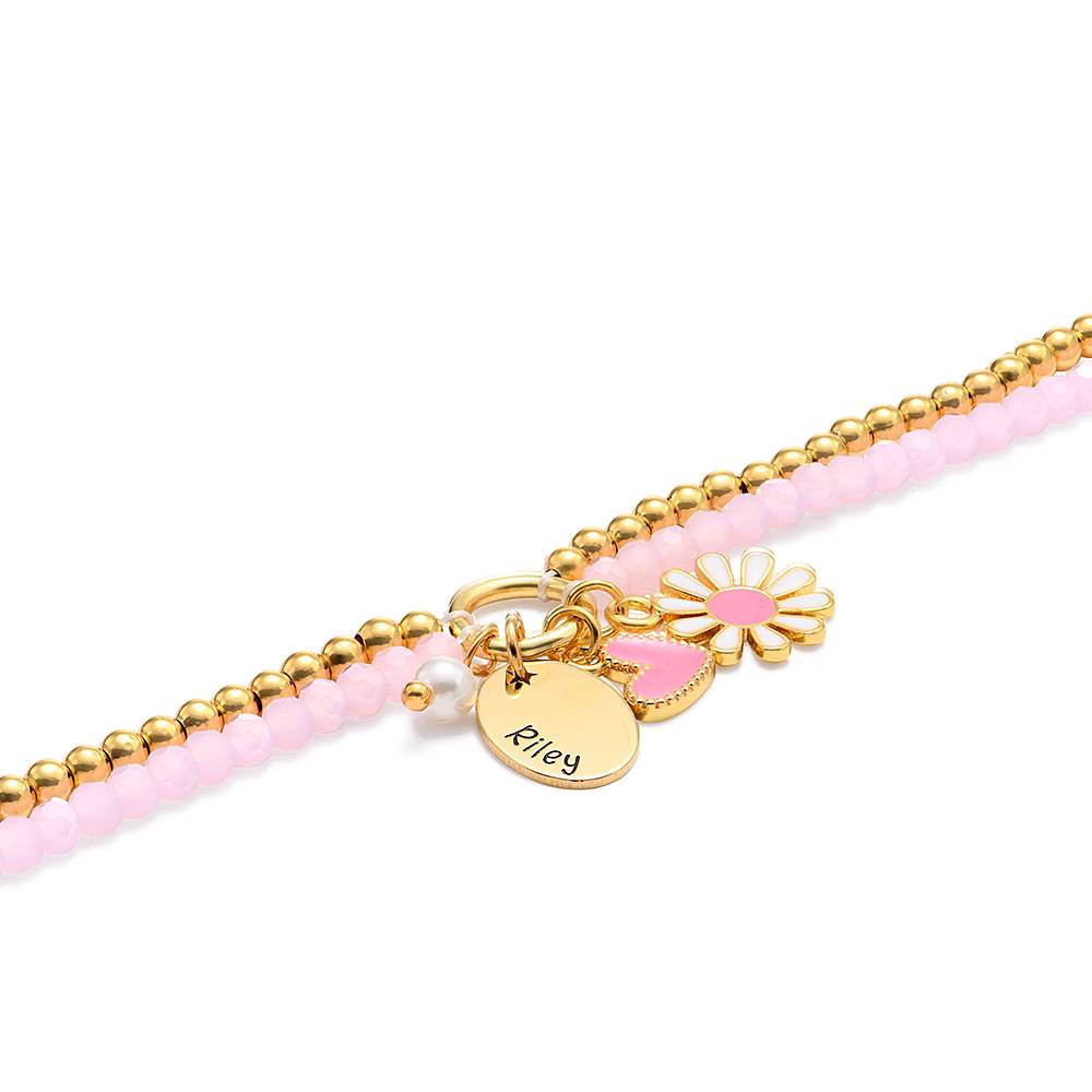 Daisygirl Beaded Name Bracelet in 18K Gold Plated Brass-1 product photo