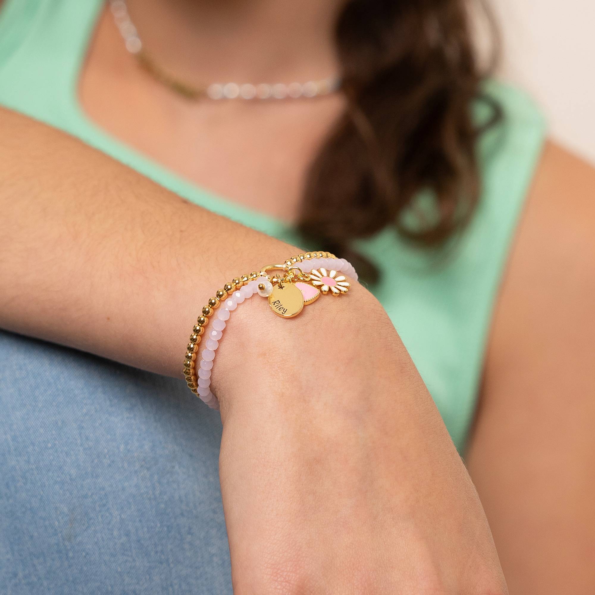 Daisygirl Beaded Name Bracelet in 18ct Gold Plated Brass-6 product photo