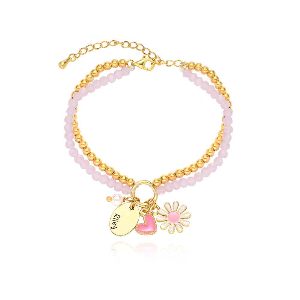Daisygirl Beaded Name Bracelet in 18K Gold Plated Brass-2 product photo