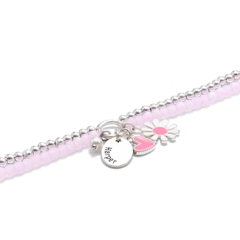 Daisygirl Beaded Name Bracelet in Sterling Silver Plated Brass-3 product photo