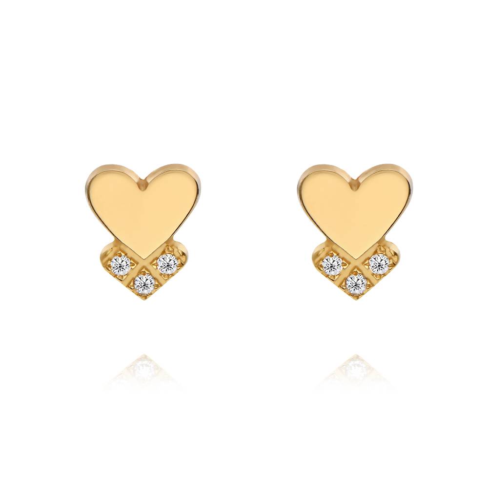 Dakota Heart Earrings with Diamonds in 18ct Gold Plating product photo