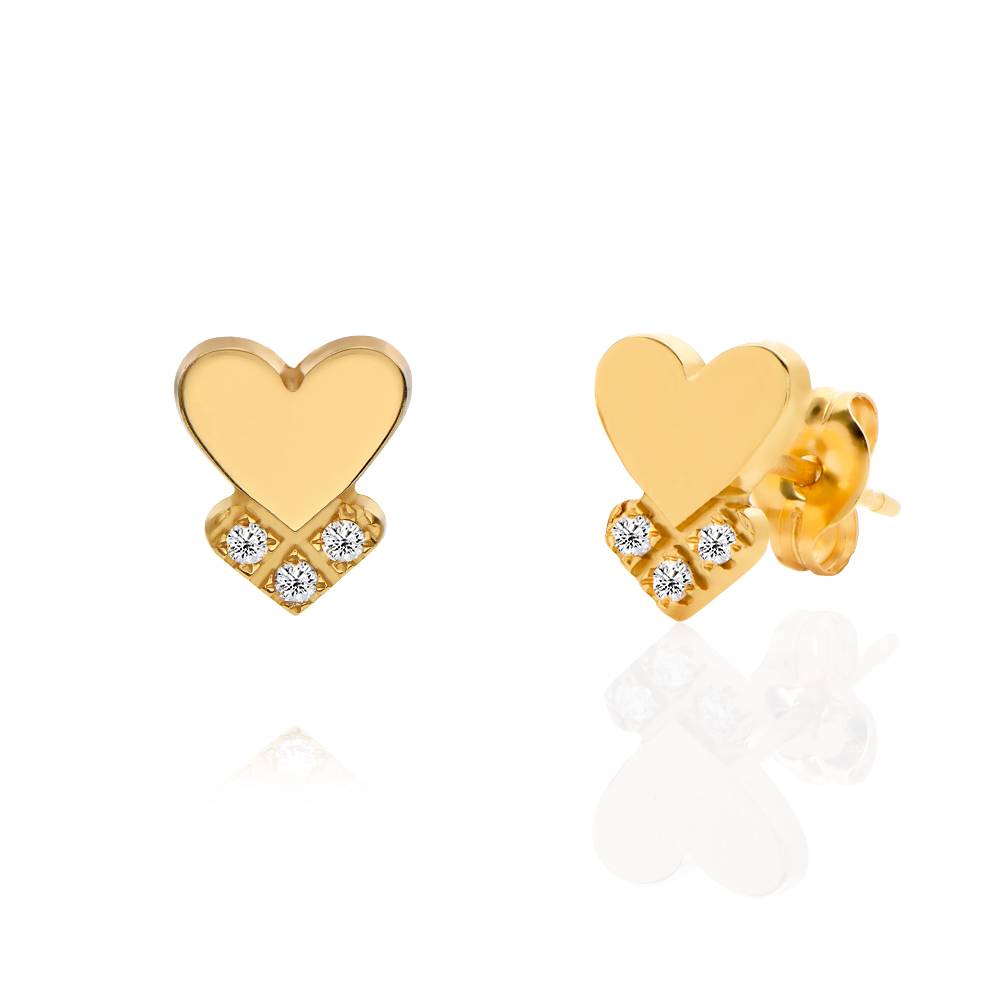 Boucles d'Oreilles Cœur Dakota avec Diamants en Plaqué Or 18 carats-2 photo du produit