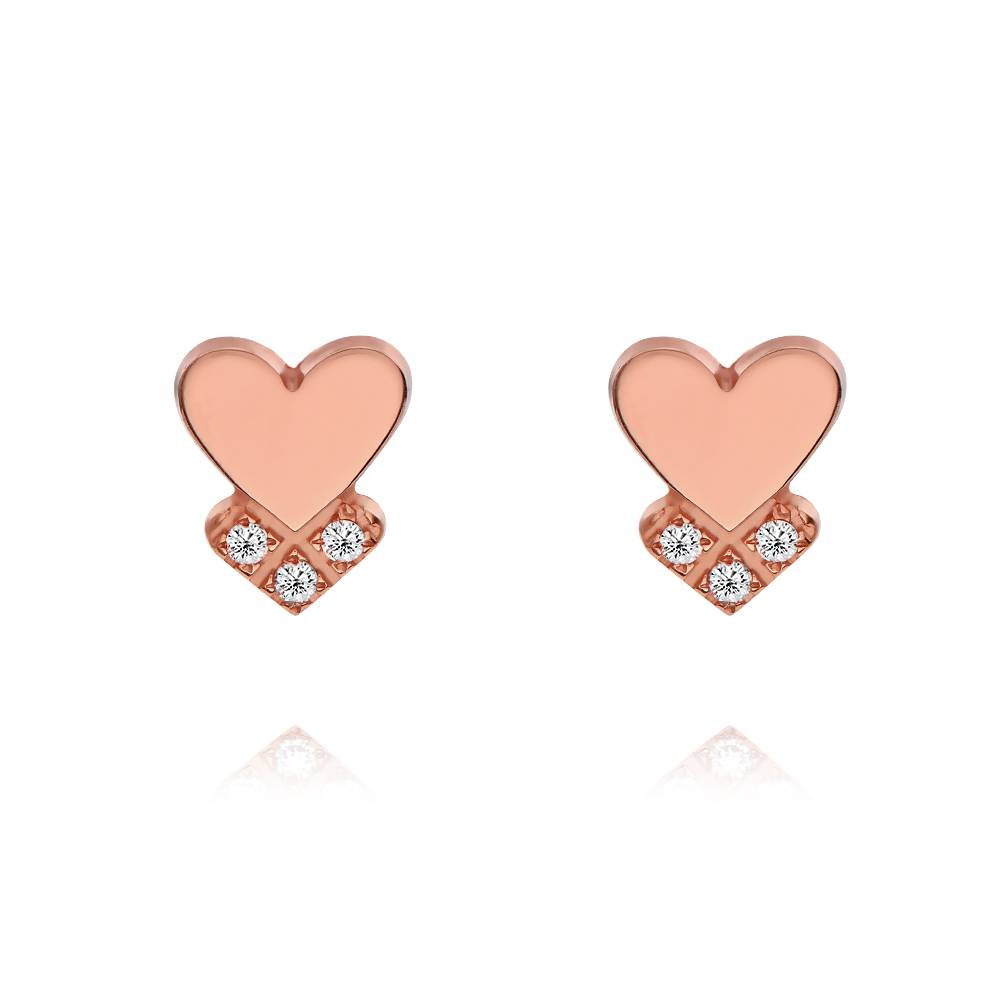 Dakota Heart Earrings with Diamonds in 18K Rose Gold Plating product photo