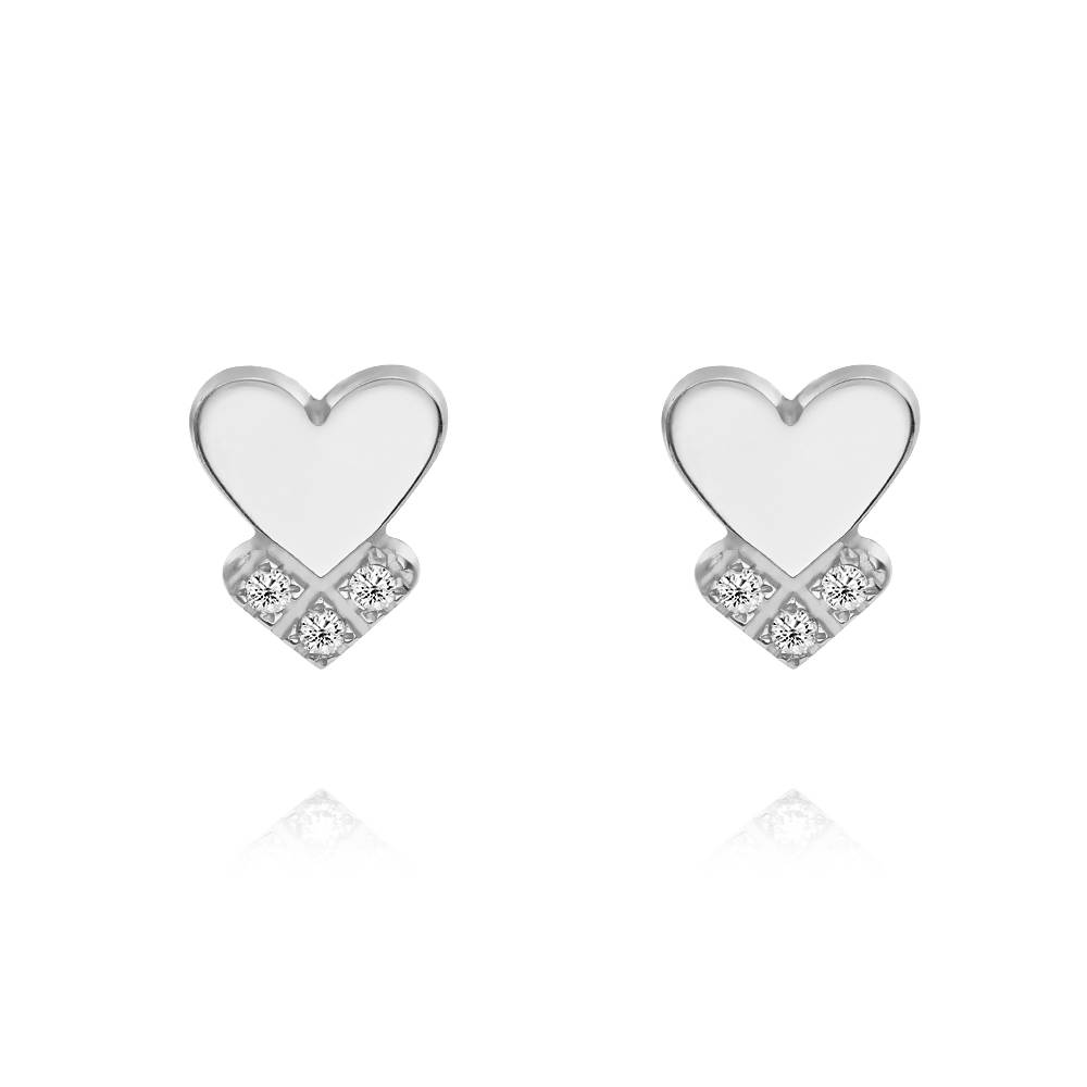 Dakota Heart Earrings with Diamonds in Sterling Silver product photo