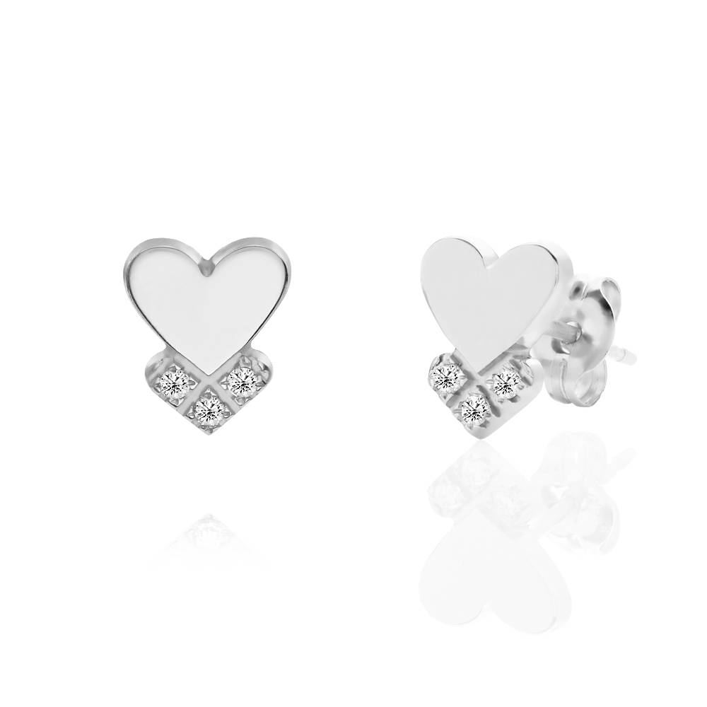 "Dakota" pendientes en forma de corazón con diamantes en plata-3 foto de producto