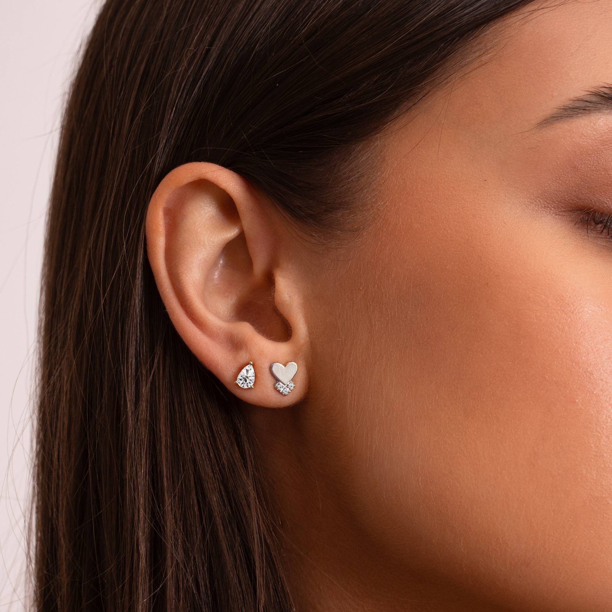 Dakota Heart Earrings with Diamonds in Sterling Silver-4 product photo