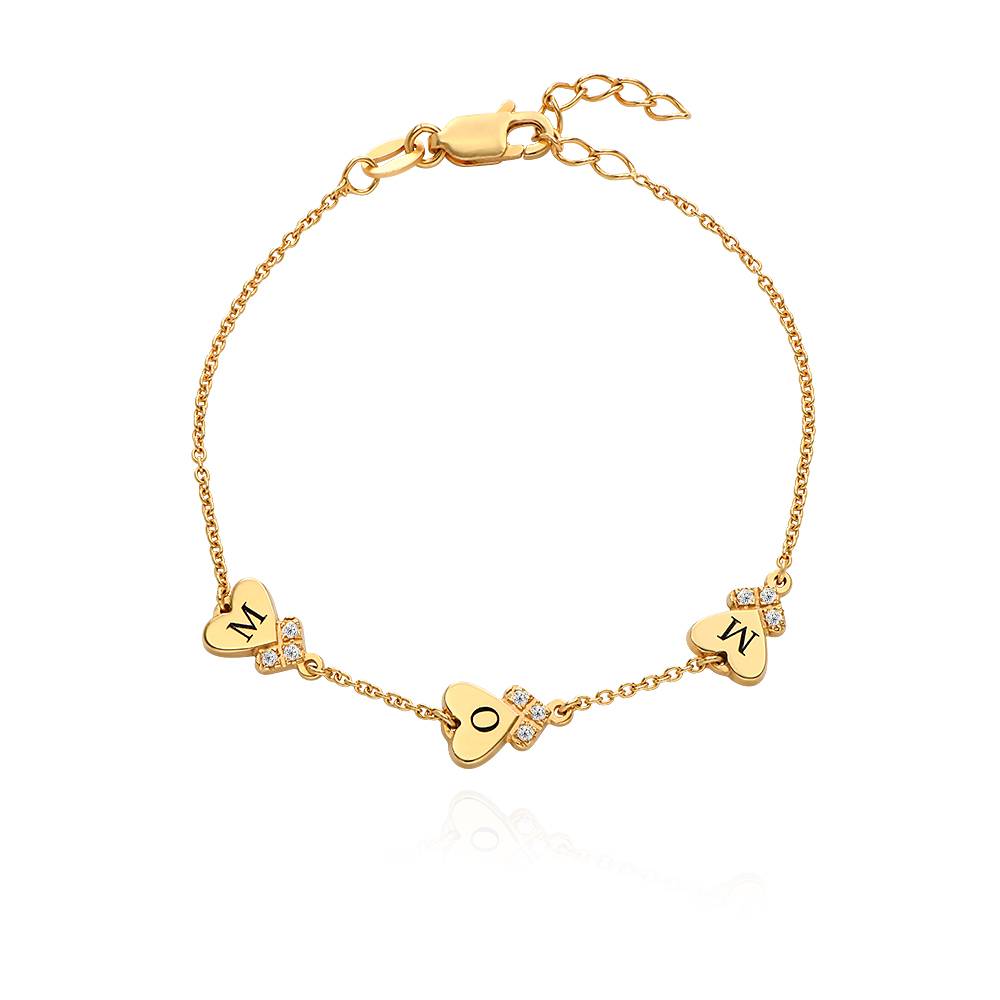 Dakota Heart Initial Bracelet with Diamonds in 18K Gold Plating-4 product photo
