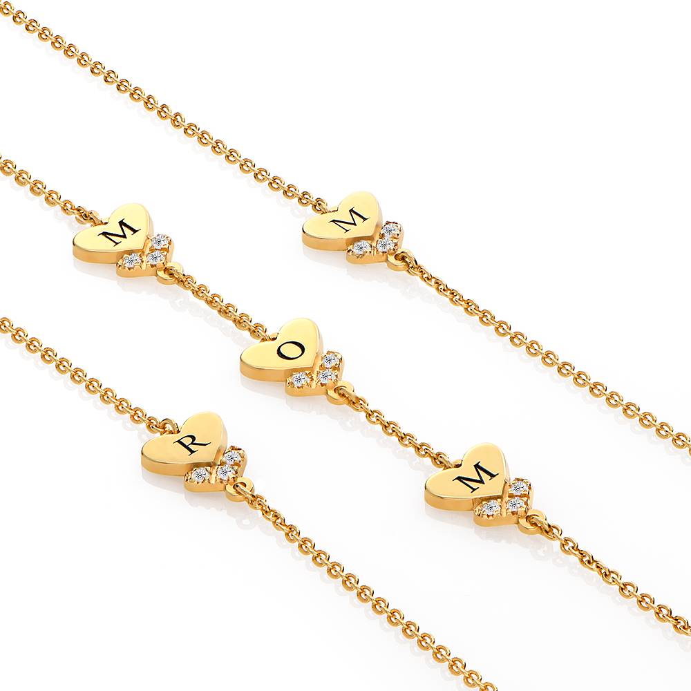 Dakota Heart Initial Bracelet with Diamonds in 18ct Gold Vermeil-3 product photo