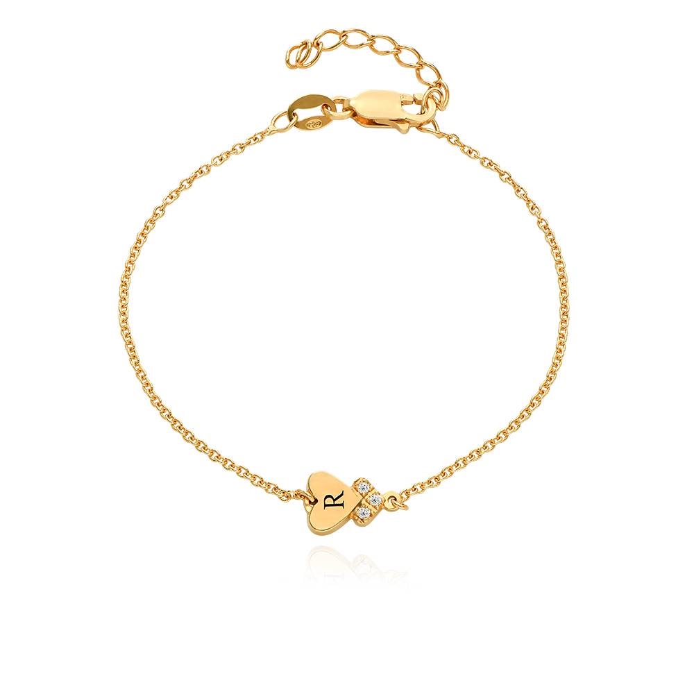 Dakota Heart Initial Bracelet with Diamonds in 18ct Gold Vermeil product photo