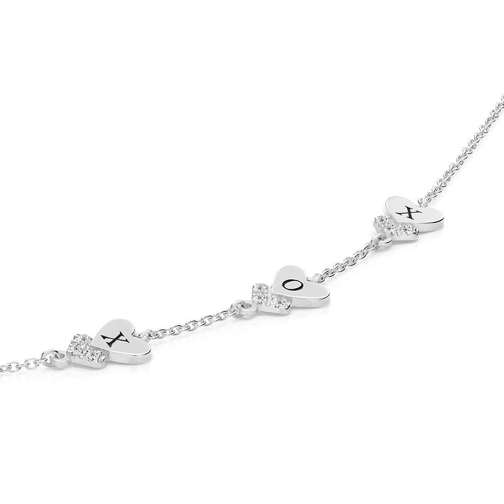 Dakota Heart Initial Bracelet with Diamonds in Sterling Silver-4 product photo