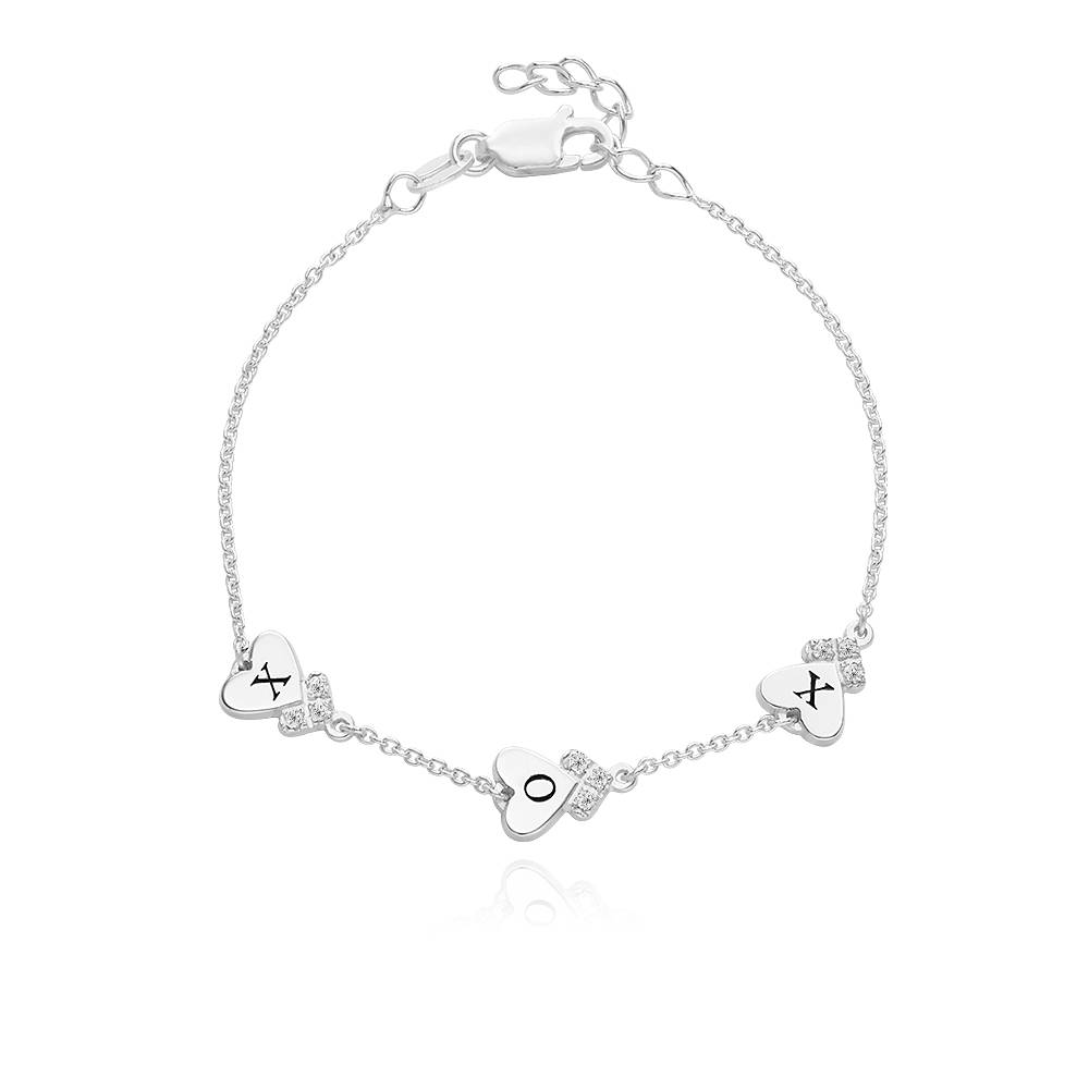 Dakota Heart Initial Bracelet with Diamonds in Sterling Silver-3 product photo