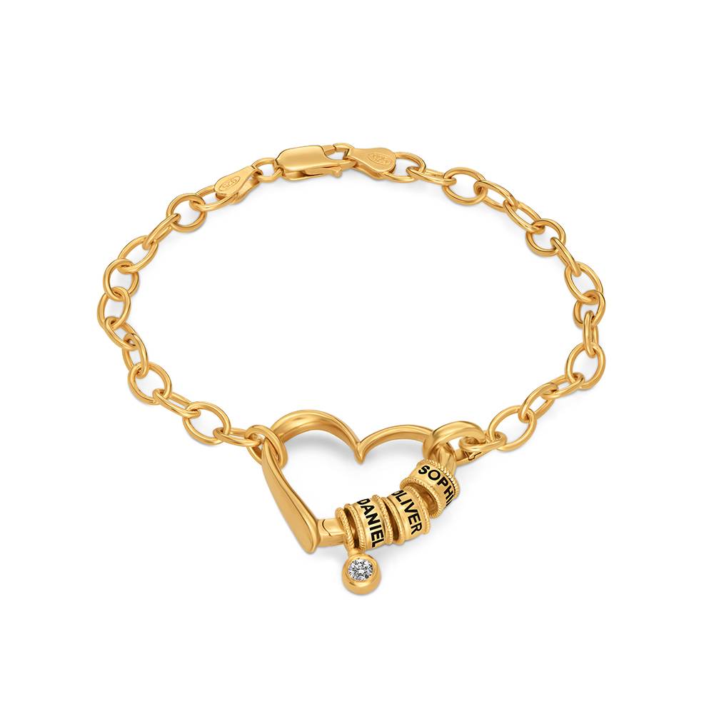 Delina Armband met Gegraveerde Kralen en 0,10 ct Diamant in Goud Vermeil