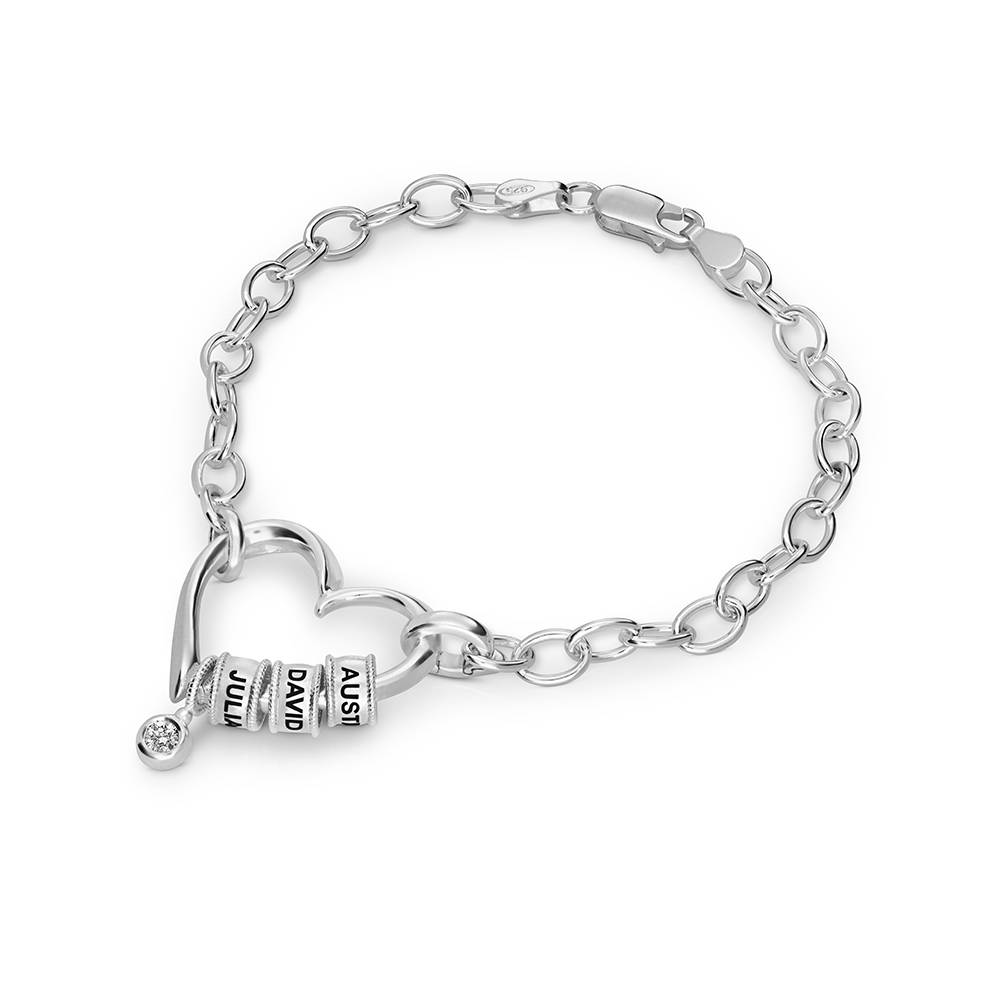 Delina Armband met Gegraveerde Kralen en 0,10 ct Diamant in Zilver