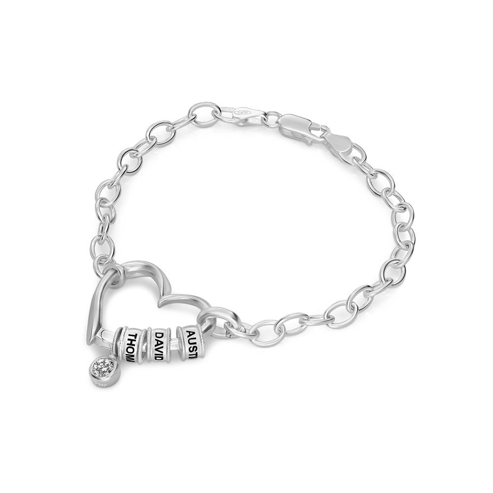 Delina Armband met Gegraveerde Kralen en 0,25 ct Diamant in 925 Zilver