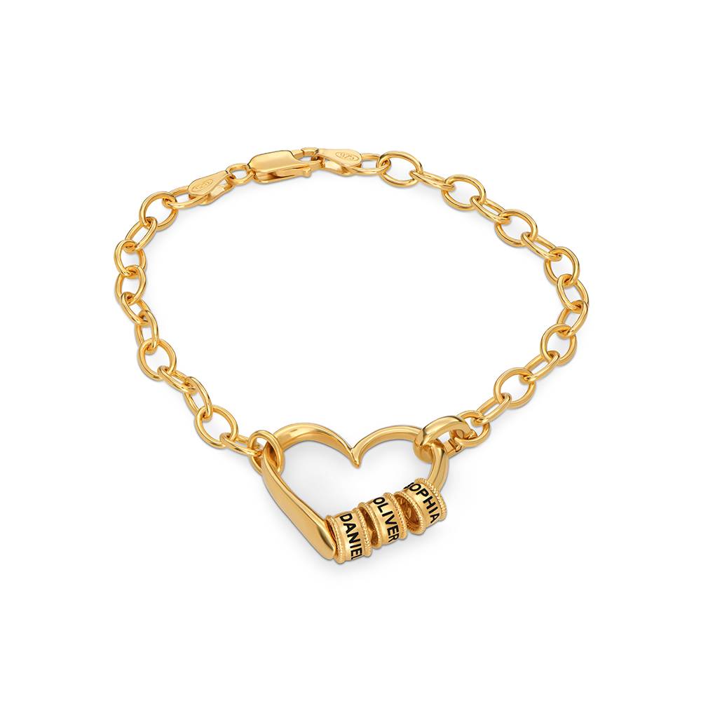 Delina Armband met Gegraveerde Kralen in Goud Vermeil
