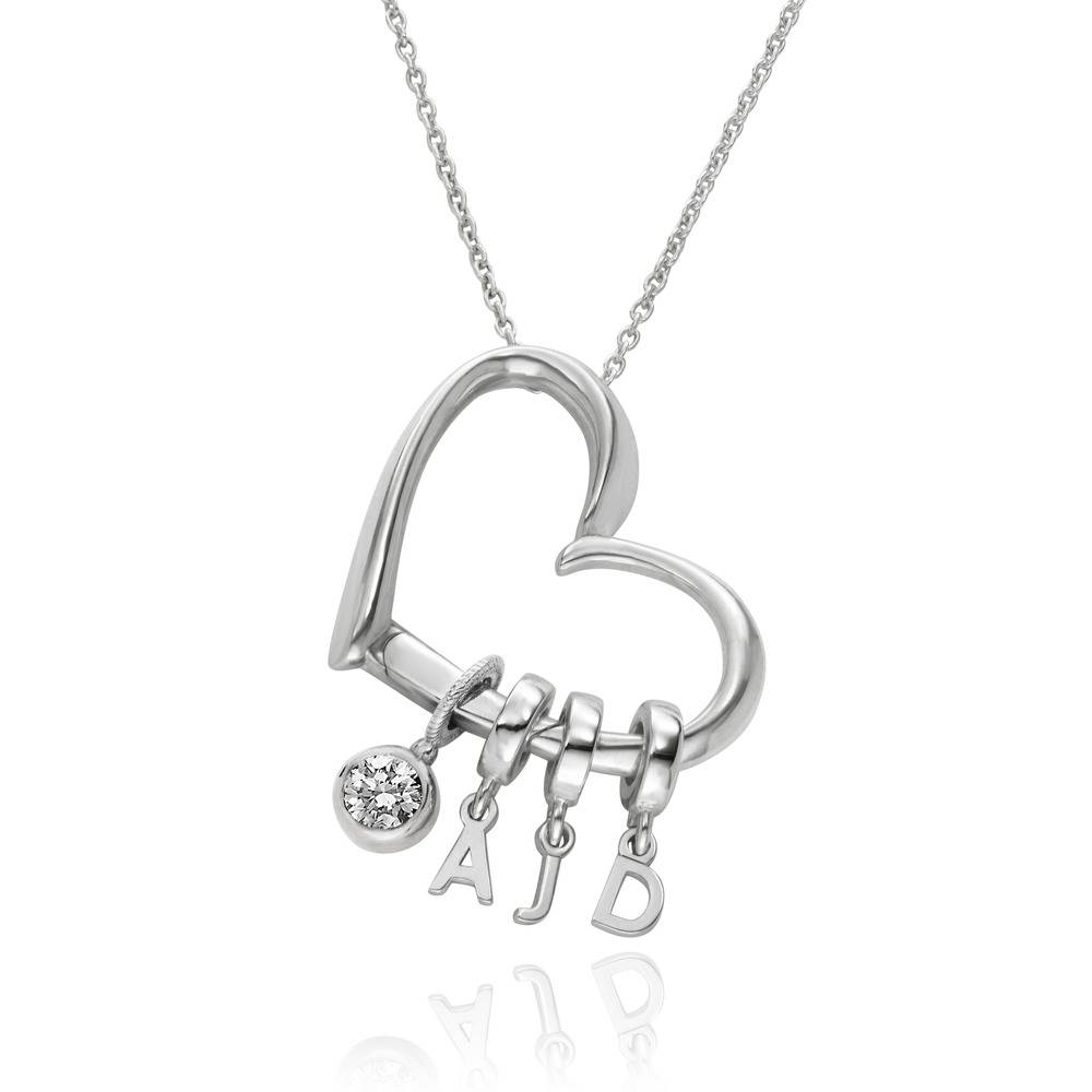 Delina Ketting met Druppel Initialen en 0,25 ct Diamant in Zilver