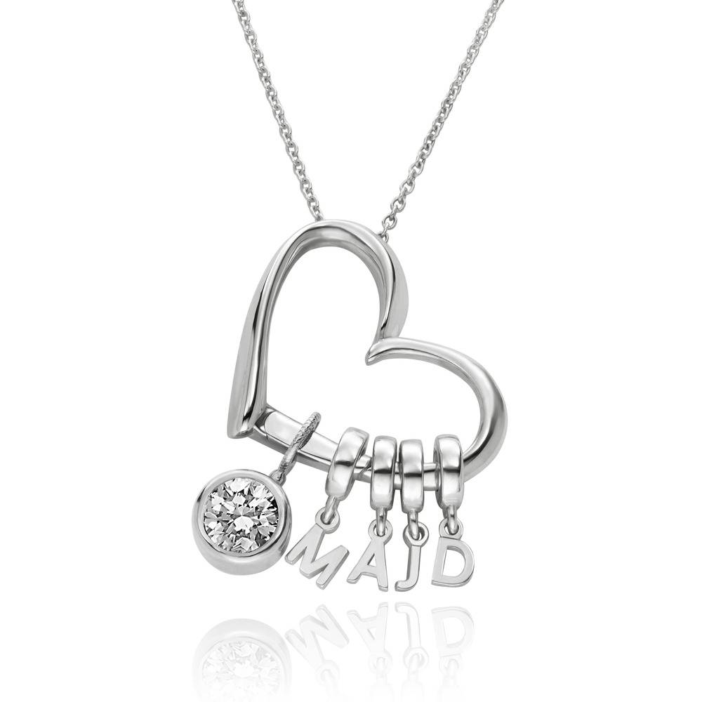 Delina Ketting met Druppel Initialen en 1 ct Diamant in Zilver