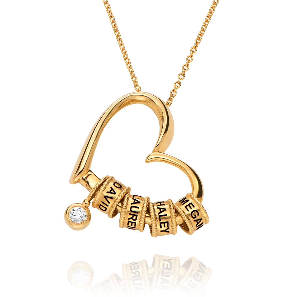 Delina Ketting met Gegraveerde Kralen en 0,10 ct Diamant in Goud Vermeil
