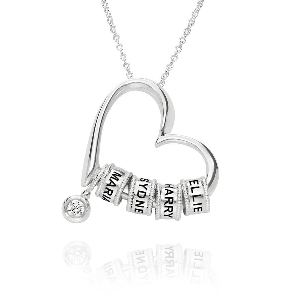 Delina Ketting met Gegraveerde Kralen en 0,10 ct Diamant in 925 Zilver