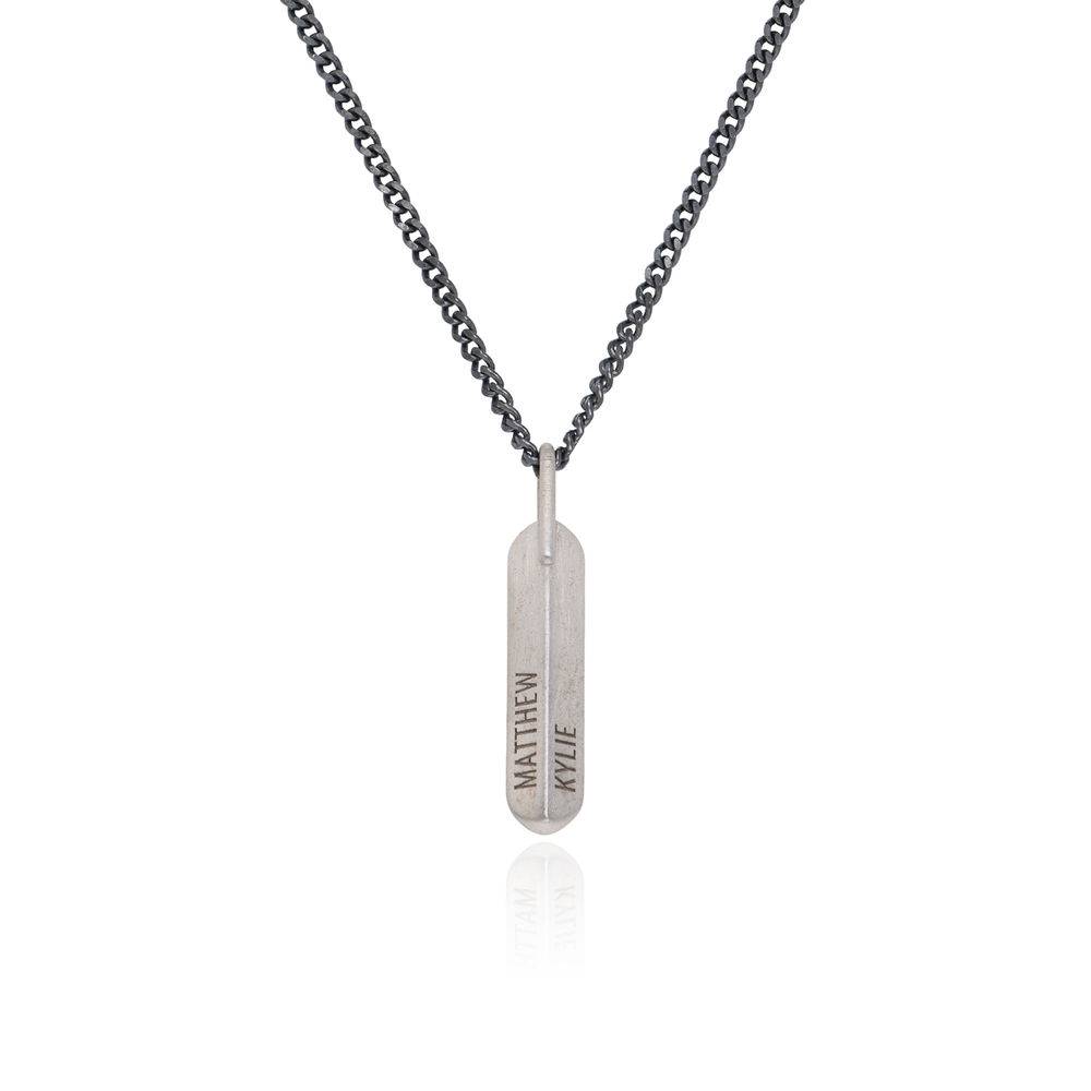 Vertical Bar Men Necklace in Matte Sterling Silver-3 product photo