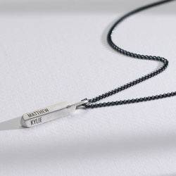Leo Mila Rome - Collana barra incisa 3D in argento sterling