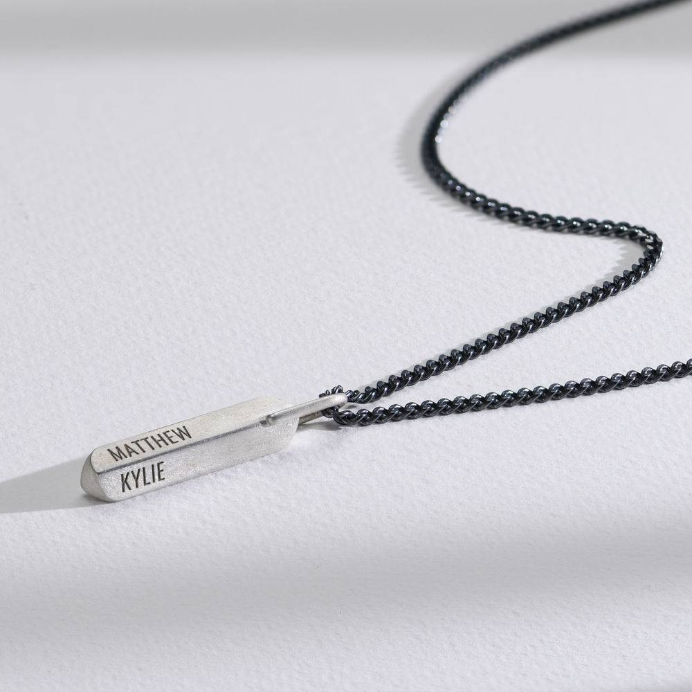 Vertical Bar Men Necklace in Matte Sterling Silver-1 product photo